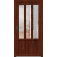 Holz Nebeneingangstür nach Maß "NICOLE-R" 3 Sprossenfelder Mahagonioptik-Lasur beidseitig innen öffnend DIN links