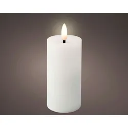 Lumineo LED Kerze mit Timerfunktion 5x12cm Wachs Flammeneffekt Echtwachskerze Kerzen batteriebetrieben Wachskerze Stumpenkerze Weiß Warmweiß