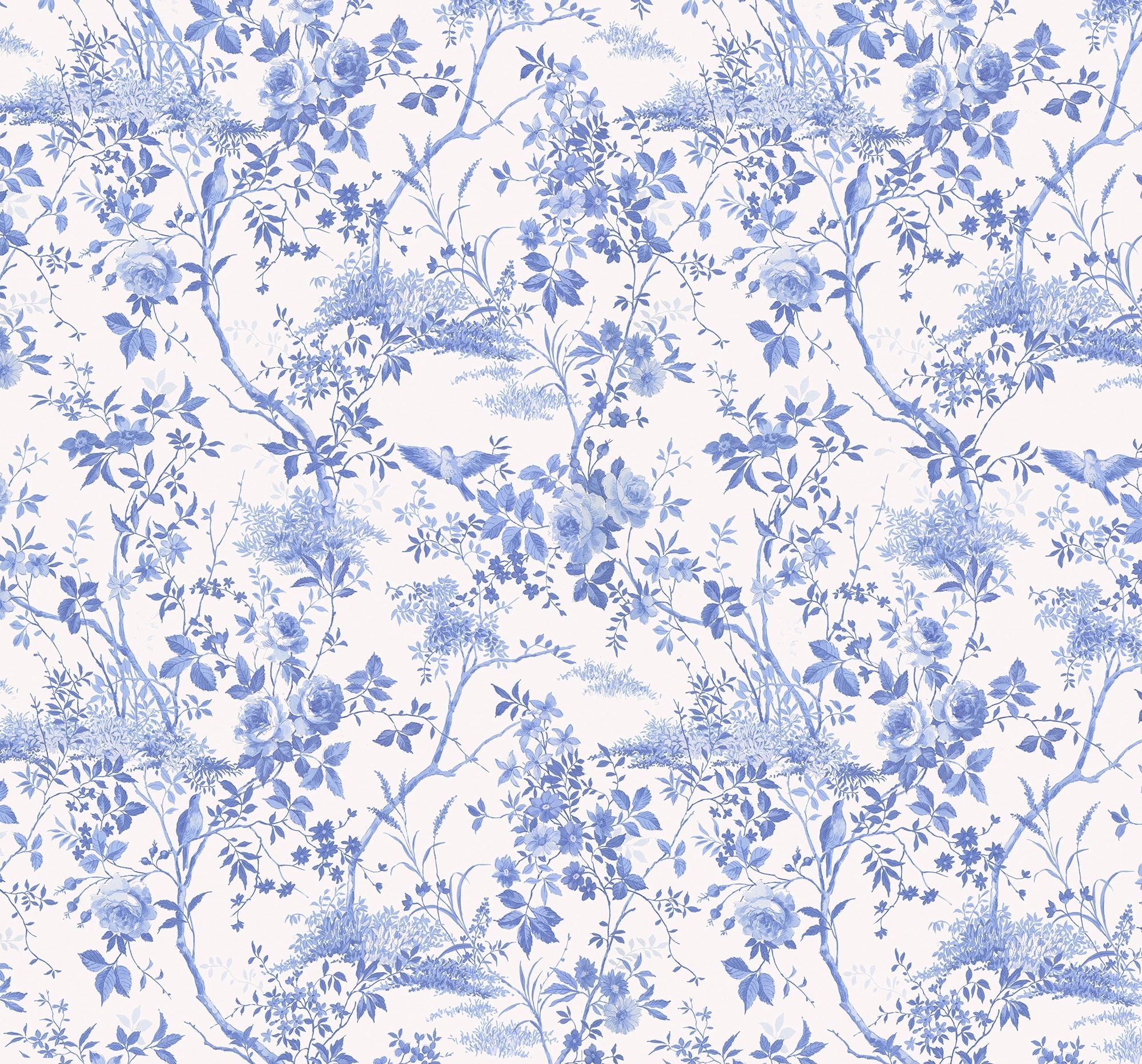 KOMAR Vliestapete "Charming Bloom" Tapeten Gr. B/L: 300 m x 280 m, Rollen: 1 St., blau (blau, weiß) Blumentapeten