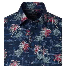 CasaModa Kurzarmhemd mit floralem Print Blau XL