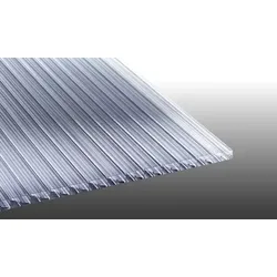Polycarbonat Stegplatte, 16/28 mm, Glasklar, 1200 mm x 4500 mm Stegfünffachplatte Fachwerk – stabile Doppelstegplatte – Hohlkammerplatte für Terrassen