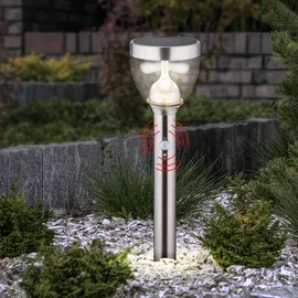GLOBO Solar Gartenleuchte Bewegungsmelder Wegleuchte Außen Solar Gartenlampen mit Bewegungsmelder, 2 Stufen Erdspieß, 20x LED 0,2 Watt, DxH 15 x 55 cm, 2er Set