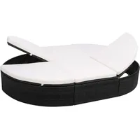 Outdoor-loungebett Mit Kissen Poly Rattan Schwarz