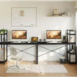 seddō Schwarzer Loft-Computertisch mit Metallregalen für Spiele und die Schule - Schwarz