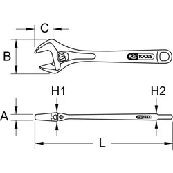 EDELSTAHL Rollgabelschlüssel, verstellbar, 10"