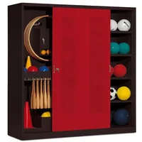 C+P Sportgeräteschrank mit Lochblech-Schiebetüren (Typ 5), HxBxT 195x190x60 cm,