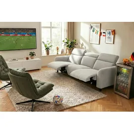 OTTO home 3-Sitzer OTTO HOME "SKAANE Struktur-Sofa, 229 cm, manuelle-u. elektrische Relaxfunktion", grau (hellgrau), B:229cm H:100cm T:100cm, 100% Polyester, Sofas, Relax-Funktion in 2 Sitzen, Kopfteilverstellung, Federkernpolsterung