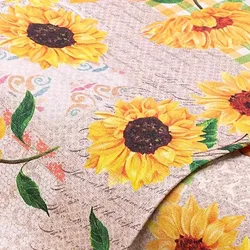 Dekostoff Sonnenblumen „Lorena“, natur-color