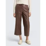 Tom Tailor Damen 1048846 Culotte Hose in Lederoptik, 27506-Dark Pecan Brown, 36W / 28L - 36W / 28L