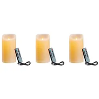 3 Led-kerzen, Flammenlose, Flackernde Kerzen, Nachfüllbare Kerzen, Echtwachskerzen Mit Fernbedienung, 10 Cm