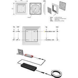 Halemeier GmbH Halemeier 1-Kanal Zigbee Wandsender Dimmer und MultiWhite Steuerung