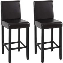 MCW Barhocker Vicenza 2er-Set Holz Leder 2er Set Braun