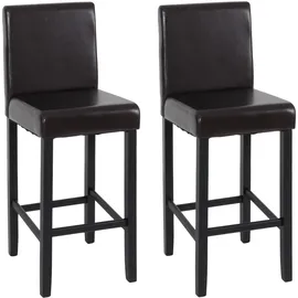 MCW Barhocker Vicenza 2er-Set Holz Leder 2er Set Braun
