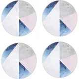 Creative Tops Geometric Palette Bedruckte, runde Getränkeuntersetzer mit Korkrückseite, 12 cm – Blau/Grau (4er-Set)