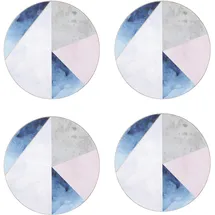 Creative Tops Geometric Palette Bedruckte, runde Getränkeuntersetzer mit Korkrückseite, 12 cm – Blau/Grau (4er-Set)