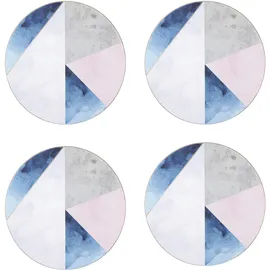 Creative Tops Geometric Palette Bedruckte, runde Getränkeuntersetzer mit Korkrückseite, 12 cm – Blau/Grau (4er-Set)