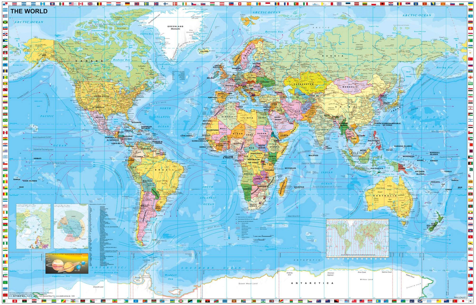 Weltkarte englisch -  Wandkarten und Poster