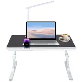 homewell Tisch Bett Laptoptisch, Betttisch höhenverstellbar, Betttisch Klappbar mit Schublade, Schreibtisch mit LED Lampe, Tragbarer Laptop Tisch für Sofa/Boden/Bett