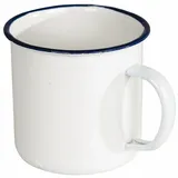 Bo-Camp Emaille Tasse, 400ml, weiß/blau