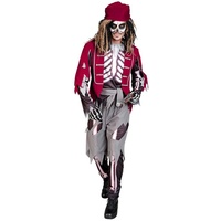 Widmann S.r.l. Vampir-Kostüm Skelett Pirat Kostüm für Herren, Schwarz Rot - Ha L