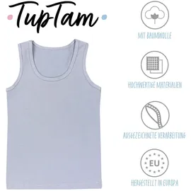 TupTam Unterhemden Jungen – 5er Pack Ärmellose Kinder Unterhemden, Baumwolle, Bequem & Atmungsaktiv, Farbe: Schwarz dunkelblau anthrazit grau blau), Größe: 140-146 - 140-146
