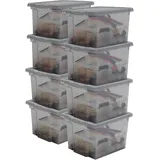 Iris Ohyama Iris Ohyama, Aufbewahrungsbox aus Kunststoff, 10-Liter-Büro-Aufbewahrungsbox, 8er-Set, BPA-frei, ddusb-s, Grau, stapelbar, Verschlussclips – B29 x