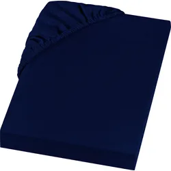 Spannbettlaken SETEX "REFIBRA Feinbiber", blau (dunkelblau), B:90cm L:200cm, Feinbiber, Obermaterial: 70% Baumwolle, 30% Lyocell (TENCEL), Laken, aus bis zu 60% recycelten Fasern