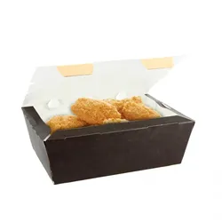 PuntoQPack 250 Stk. Schwarze Kraftverpackung für frittierte Speisen und Sandwiches (1400cc) Ref SYFK1NG