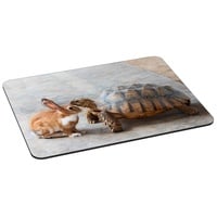 Pedea Gaming und Office Mauspad - 350 x 280 mm - mit vernähten Rändern und Rutschfester Unterseite, Rabbit and Turtle, 35 x 26 cm