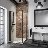 Schulte Drehtür mit Seitenwand Alexa Style 2.0 90 x 90 cm mattschwarz