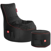 GAMEWAREZ Gaming Sitzsack Bundle Classic - Kunstleder Crimson Hurricane Bundle (Schwarz/Rot)