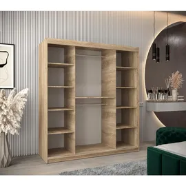 abiks möbel Schwebetürenschrank MONACO 180 x 200 x 62 cm Eiche