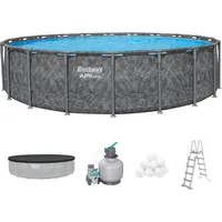 BESTWAY APX365TM Frame Pool Ø 610 x 132 cm inkl. Sandfilteranlage und Abdeckplane
