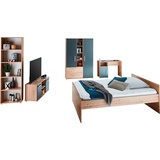 arthur berndt Jugendzimmer-Set »Alessio«, (Set, 5 tlg., Bett, Kleiderschrank, Schreibtisch, Standregal und TV-Lowboard.), mit Melamin-Oberfläche, braun