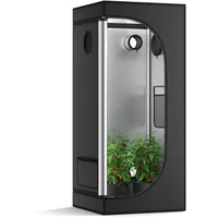 MINENICE Growzelt 60x60x140cm, Roll-up-Tür, Beobachtungsfenster, Abnehmbarem Bodenblech, Tasche, Hochreflektierendes Mylar, Verbessertes Schattierungsdesign Grow Tent für Hydroponik-Innenanbau