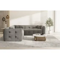 Sofa Dreams Ecksofa Sofa Polsterstoff Eckcouch Samt Lounge Couch Sevilla L Form, Chesterfield Design grau