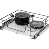 bremermann Teleskopschublade 60 cm mit Einlegeboden, Küchenschublade zum Nachrüsten, Vollauszug mit Teleskop-Schienen, Schrankauszug ideal für Küche, Bad & Schlafzimmer, aus Metall (Grau)