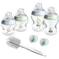 TOMMEE TIPPEE Closer to Nature Babyflaschen Starterset, Natürlich geformter Trinksauger mit Anti-Kolik-Ventil, Verschiedene Größen, Blau