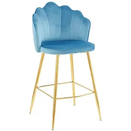 SalesFever Barhocker 2er Set Höhe 100 cm blau/goldfarben