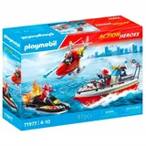 Playmobil® PLAYMOBIL Action Heroes 71977 Feuerwehr Einsatz mit Unterwassermotor Spielbausteine, (87 St)