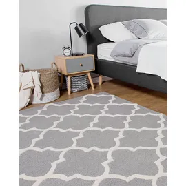 Beliani Teppich 160 x 230 cm marokkanisches Muster Kurzflor SILVAN Hellgrau