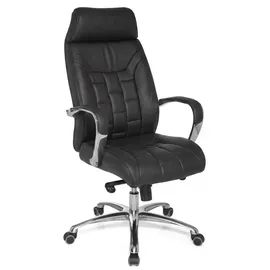 FineBuy Chefsessel Echtleder Schwarz