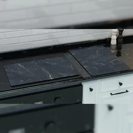 ALLboards Herdabdeckplatte Schneidebrett 2er Set 52x30 cm schwarz