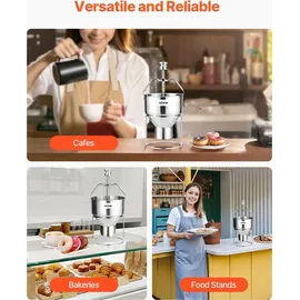 Vevor Donut-Teigspender manueller Donut-Trichter mit großer Kapazität (2,4 L), kommerzieller Teigspender aus Edelstahl 304 und mit 6 Dickeneinstellungen & Ständer, für Cafés Bäckereien Küchen