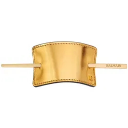 Balmain Hair Couture Hair Barrette Leather Gold