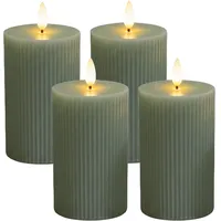 Relaxdays LED Kerzen 13 cm Salbei 4 St.