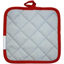 Fackelmann 683379 Topflappen, Topflappen, Hitzeschutzhandschuh, aluminisiert, Baumwolle, Aluminium, Grau, Rot, 17 x 17 cm