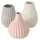 Boltze 3er Set Blumen Vase Wilma H14 cm Ø 8cm Steingut grau/rosa/weiß 3er-Set