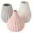 Boltze 3er Set Blumen Vase Wilma H14 cm Ø 8cm Steingut grau/rosa/weiß 3er-Set