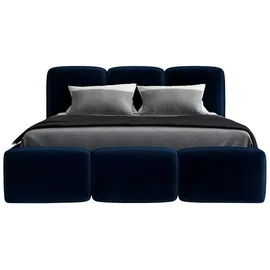 a&j möbelland gmbh Polsterbett STAR -OM 90 x 200 mit Bettkasten. Farbe: Blau - Blau